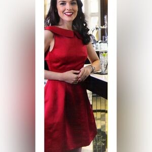 Blogger’s Fav. NWT. Zara Basic Red Satin 1950s Style Peterpan Collar Dress. S.